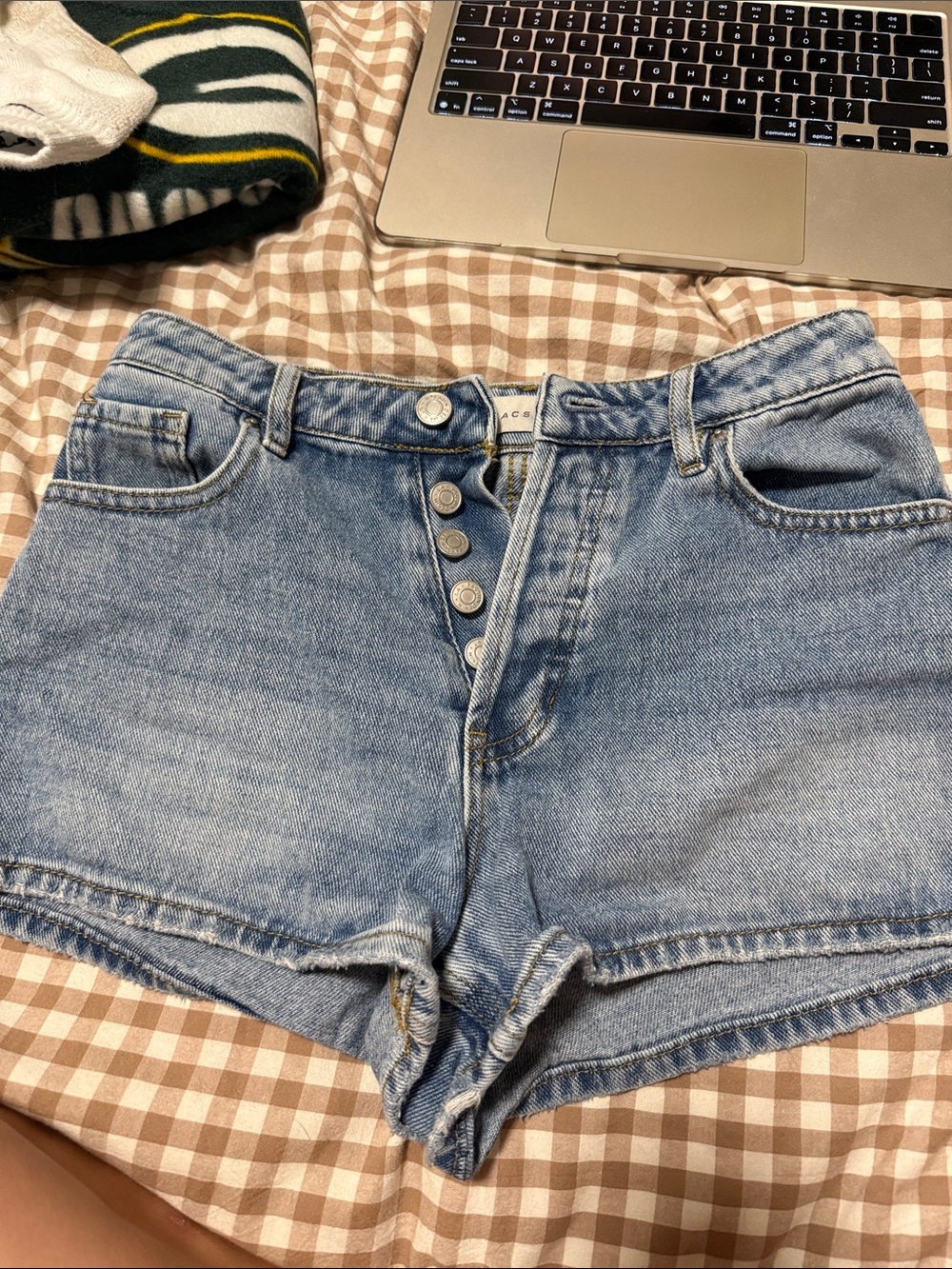 PacSun Light Blue High-Rise Button-Fly Denim Shorts